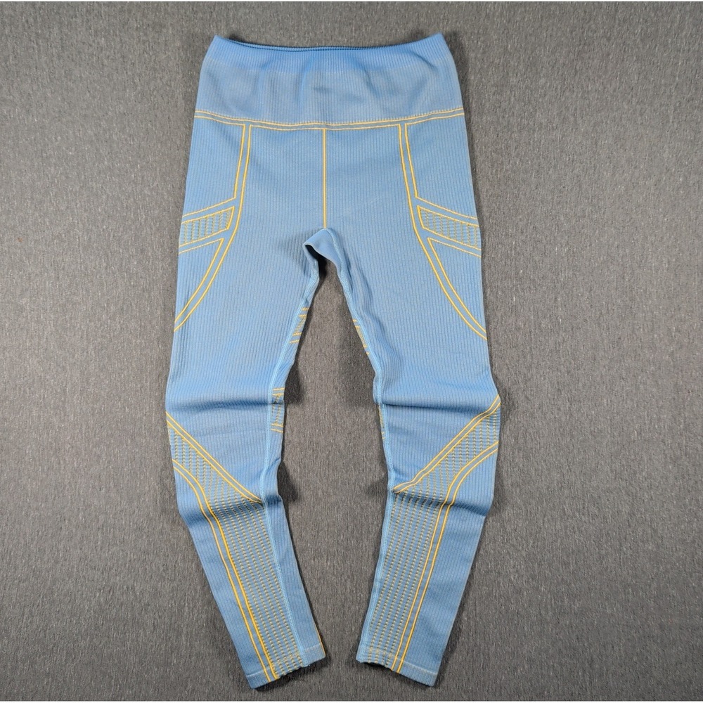 FABLETICS Seamless‎ High-Waisted Rib Legging Powder Blue/Yellow - Size XXS